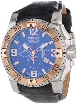 Invicta Excursion Men's Quartz Watch with Blue Dial Chronograph display on Black Leather Strap 10900