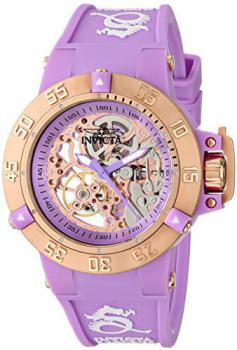 Invicta Women's Mechanical Watch with Multicolour Dial Analogue Display and PU Strap