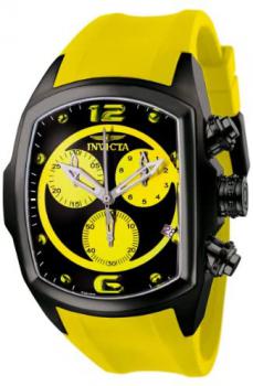 Invicta Watch Invicta Lupah Men's Quartz Watch with Black Dial Chronograph Display and Yellow Plastic or PU Strap 6726