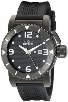 Invicta Sea Hunter Men's Quartz Watch with Black Dial Analogue Display and Black PU Strap 1432