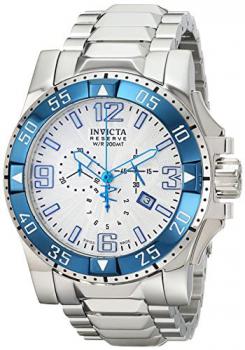 Invicta Men's Quartz Watch with Silver Dial Chronograph Display and Silver Stainless Steel Bracelet 10896