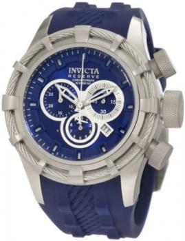 Invicta Reserve Men's Quartz Watch with Blue Dial Chronograph Display and Blue Rubber Strap 1224