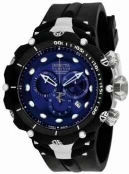 Invicta Venom Men's Quartz Watch with Blue Dial Chronograph display on Black Rubber Strap 1519