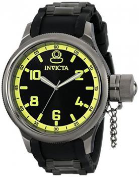 Invicta Russian Diver Men's Quartz Watch with Black Dial Analogue Display and Black Rubber Strap 1440