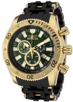 Invicta Men's 0141 Sea Spider Collection Chronograph Green Dial Polyurethane Watch