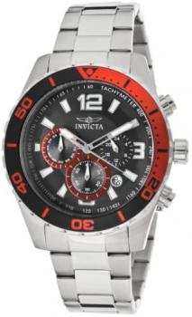 Invicta Men's Quartz Watch with Black Dial Chronograph Display and Silver Stainless Steel Bracelet 12801