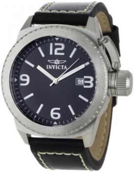 Invicta Corduba Men's Quartz Watch with Black Dial Analogue display on Black Leather Strap 1108