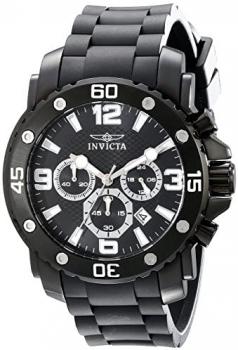 Invicta Pro Diver Men's Quartz Watch with Black Dial Chronograph Display and Black PU Strap 18168