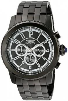 Invicta Specialty Men's Quartz Watch with Black Dial Chronograph Display and Black Stainless Steel Plated Bracelet 19466