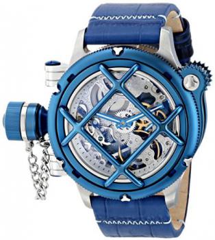 Invicta Russian Diver Men's Mechanical Watch with Silver Dial Analogue display on Blue Leather Strap 16372