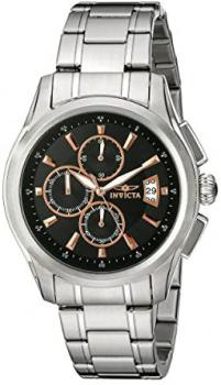 Invicta Specialty Men's Quartz Watch with Black Dial Chronograph display on Silver Stainless Steel Bracelet 1483