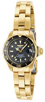 Invicta Women's Quartz Watch with Black Dial Analogue Display and Gold Stainless Steel Plated Bracelet 14986