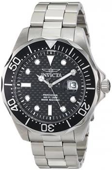 Invicta Men's 52mm Steel Bracelet &amp; Case Swiss Quartz Black Dial Analog Watch 12562X