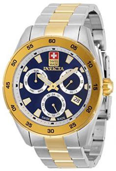 Invicta Pro Diver Swiss Made Men's 45mm Stainless Steel Gold + Steel Blue dial Quartz, 33476