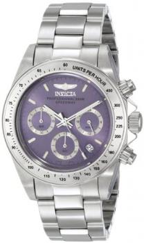 Invicta Speedway Women's Quartz Watch with Purple Dial Chronograph display on Silver Stainless Steel Bracelet 16656