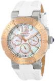 Invicta Women's Quartz Watch with White Dial Chronograph Display and White Leather Strap 14744