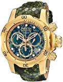 Invicta Venom Women's Quartz Watch with Green Dial Chronograph display on Green Leather Strap 14968