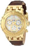 Invicta Women's Quartz Watch with Mother of Pearl Dial Chronograph Display and Brown Leather Strap 14605