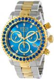Invicta Pro Diver Unisex Quartz Watch with Turquoise Dial Chronograph display on Multicolour Gold Plated Bracelet 14448