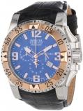 Invicta Excursion Men's Quartz Watch with Blue Dial Chronograph display on Black Leather Strap 10900