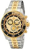 Invicta Men's Quartz Watch with Gold Dial Chronograph Display and Gold Stainless Steel Plated Bracelet 13650