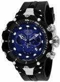Invicta Venom Men's Quartz Watch with Blue Dial Chronograph display on Black Rub...