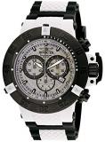 Invicta Subaqua Men's Quartz Watch with White Dial Chronograph Display and Black Stainless Steel Plated Strap 0933