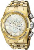 Invicta men's quartz Watch with white Dial chronograph Display and gold stainless steel plated Bracelet 12757