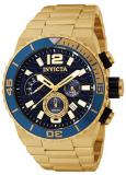 Invicta Men's Quartz Watch with Blue Dial Chronograph Display and Gold Stainless Steel Plated Bracelet 1344