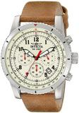 Invicta Men's Aviator Quartz Watch with Beige Dial Chronograph Display and Brown...