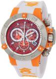 Invicta Ladies Subaqua Noma III Chronograph Watch 0942 with Orange Dial and White Silicon Strap