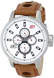 Invicta Men's Quartz Watch with White Dial Chronograph Display and Brown Leather Strap 16016