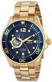 Invicta Men's Automatic Watch with Blue Dial Analogue Display and Gold Stainless Steel Plated Bracelet 15393