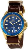 Invicta Reserve Men's Quartz Watch with Blue Dial Analogue display on Brown Leat...