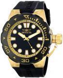 Invicta Men's Quartz Watch with Black Dial Analogue Display and Black PU Strap 16135