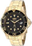 Invicta- Pro Diver Men's Automatic Watch with Black Dial Analogue Display and Gold Plated Stainless Steel Bracelet 10642