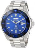 Invicta Men's Quartz Watch with Blue Dial Analogue Display and Silver Stainless Steel Bracelet 14655