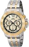 Invicta Specialty Men's Quartz Watch with Gold Dial Chronograph Display and Silv...