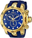 Invicta Men's Quartz Watch with Blue Dial Chronograph Display and Black Rubber Strap 6113