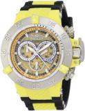 Invicta Men's Subaqua Noma III Chronograph Watch 0925 with Yellow Dial SS Bezel and Black Pu Strap