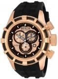 Invicta Bolt Men's Quartz Watch with Rose Gold Dial Chronograph Display and Black Silicone Strap in Rose Gold Plated Stainless Steel Case 15778
