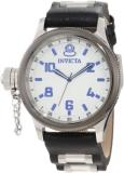 Invicta Russian Diver Men's Quartz Watch with Silver Dial Chronograph display on Black Leather Strap 10470