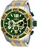 Invicta Men's Pro Diver Quartz Watch with Stainless Steel Strap, Two Tone, Blue, Green Dial, 26 (Model: 25855, 25857)