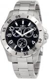 Invicta Specialty Model Men's Quartz Watch with Black Dial Chronograph Display and Silver Stainless Steel Bracelet 1442