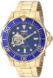 Invicta Men's Automatic Watch with Blue Dial Analogue Display and Gold Stainless Steel Plated Bracelet 13711