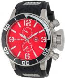 Invicta Men's Quartz Watch with Red Dial Analogue Display and Black PU Strap 15175