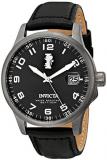 Invicta Men's Quartz Watch with Black Dial Analogue Display and Black Leather Strap 15256