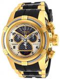 Invicta Bolt Chronograph Antique Silver Dial Gold-Plated Black Polyurethane Mens Watch 16317