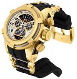 Invicta Bolt Chronograph Antique Silver Dial Gold-Plated Black Polyurethane Mens Watch 16317