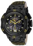 Invicta Men's Quartz Watch with Black Dial Chronograph Display and Black Leather Strap